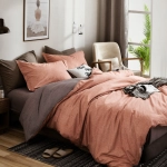 Łososiowa dwustronna pościel ombre 160x200 z prześcieradłem 